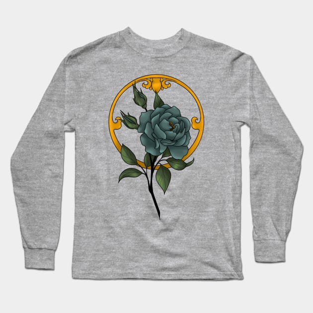 Blue Rose Long Sleeve T-Shirt by Gekko and the Samurai 